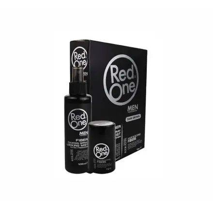 [41906] PACK FIBRA CAPILAR + FIJADOR MARRÓN OSCURO -  RED ONE