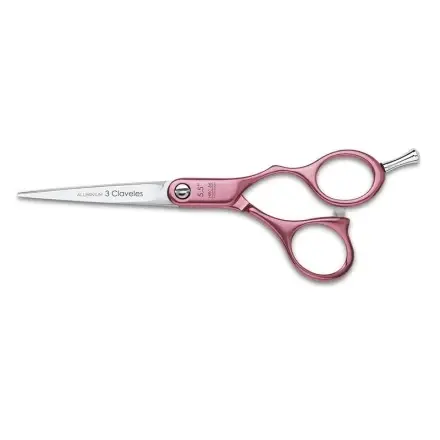 [38038] TIJERA CORTE DURALUMINIO ROSA 5.5"D - 3 CLAVELES